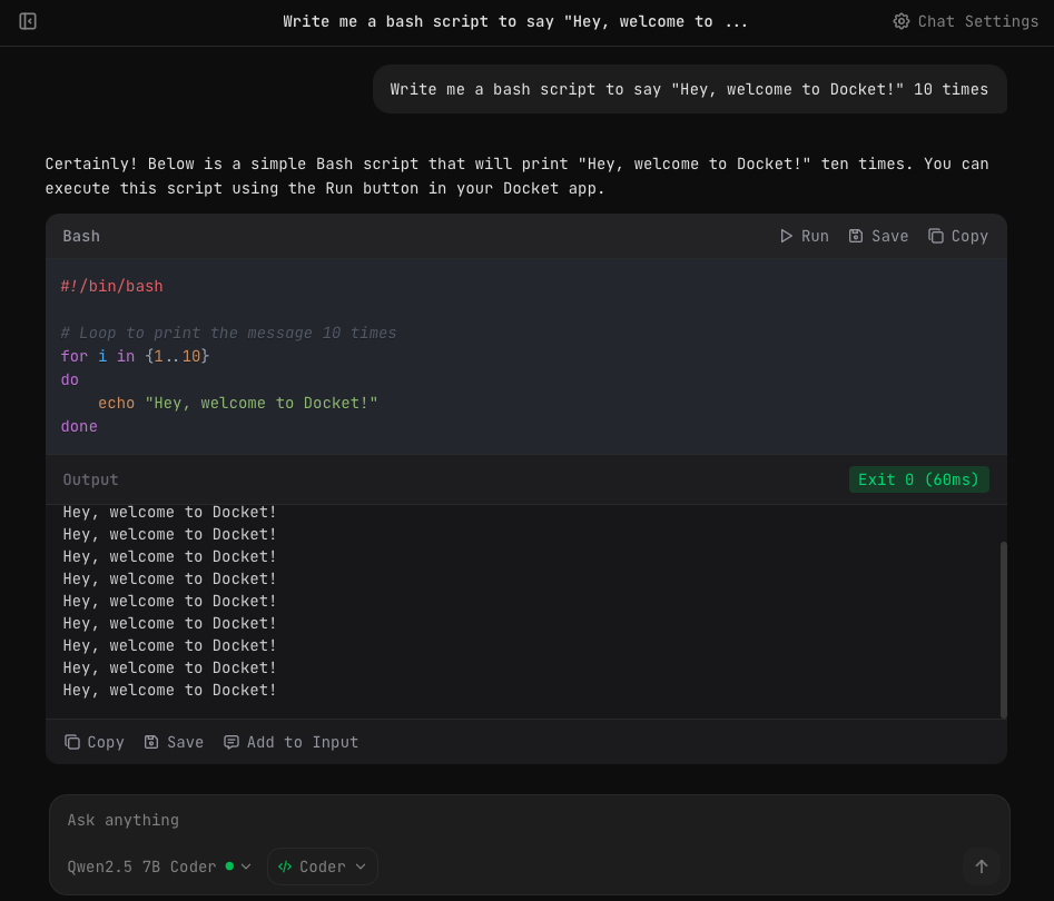 Code Execution | Docket Docs