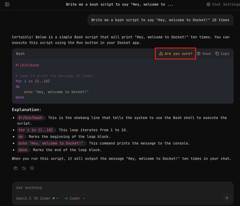 Code Execution | Docket Docs