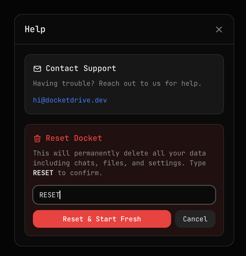 Reset Confirmation